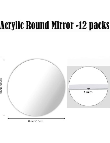 12 Placas de Espejo Redondas LUDEOU 15 cm para Centros de Mesa