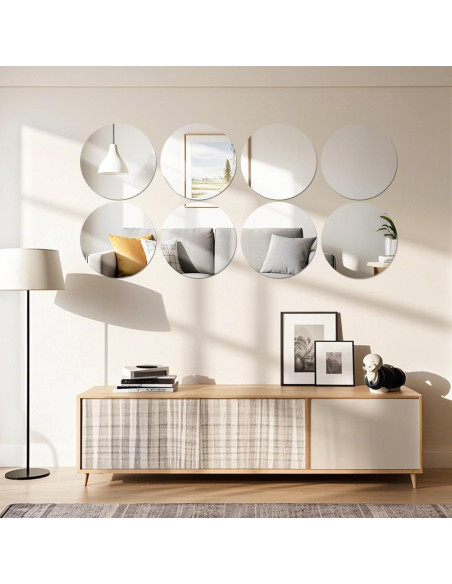 12 Placas de Espejo Redondas LUDEOU 15 cm para Centros de Mesa