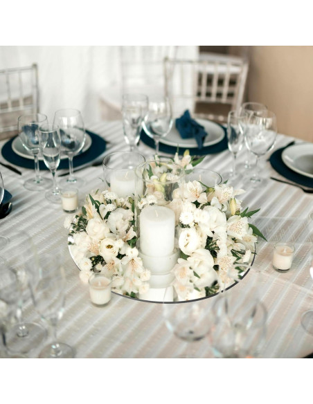 12 Placas de Espejo Redondas LUDEOU 15 cm para Centros de Mesa