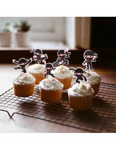 24 Adornos para Cupcakes Ninja ZHUOWEISM Decoración Fiesta