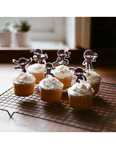 24 Adornos para Cupcakes Ninja ZHUOWEISM Decoración Fiesta 24 Adornos para Cupcakes Ninja ZHUOWEISM Decoración Fiesta