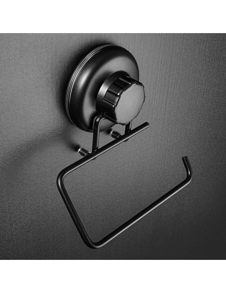 Soporte de Papel Higiénico HASKO Negro Acero Inoxidable Ventosa