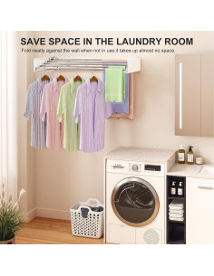 Estante de Secado Plegable WAVETOKA 80 cm Acero Inoxidable Blanco 2