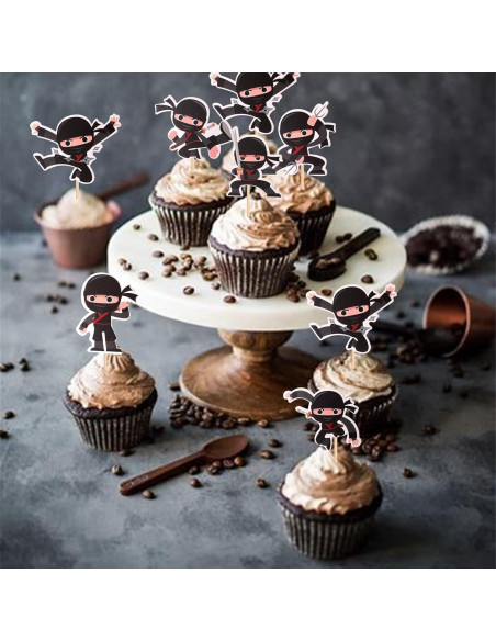 24 Adornos para Cupcakes Ninja ZHUOWEISM Decoración Fiesta 24 Adornos para Cupcakes Ninja ZHUOWEISM Decoración Fiesta