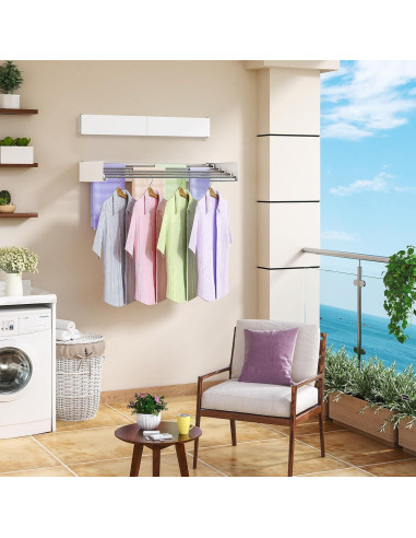 Estante de Secado Plegable WAVETOKA 80 cm Acero Inoxidable Blanco