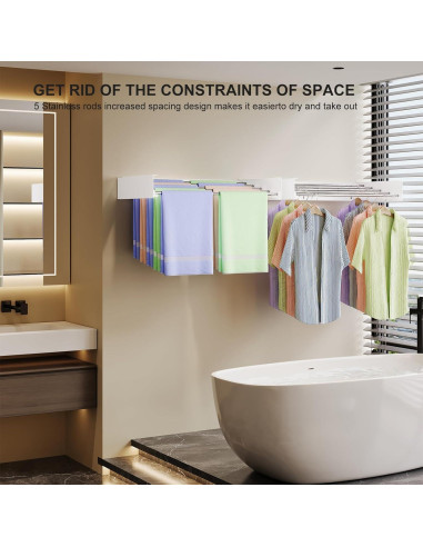 Estante de Secado Plegable WAVETOKA 80 cm Acero Inoxidable Blanco