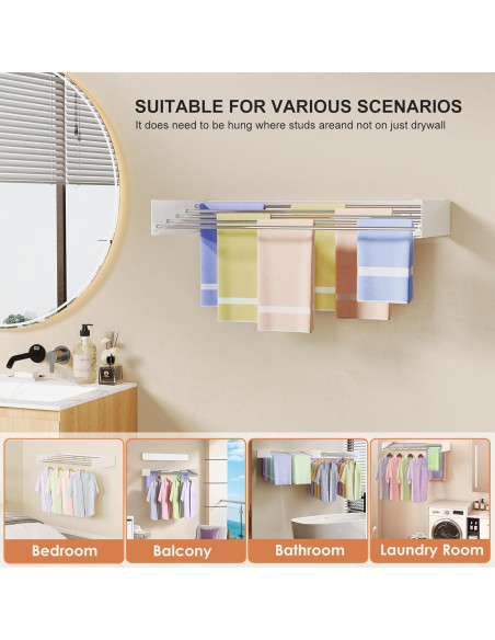 Estante de Secado Plegable WAVETOKA 80 cm Acero Inoxidable Blanco