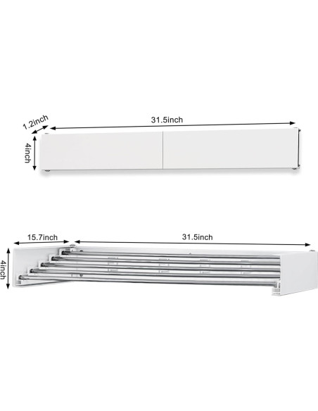 Estante de Secado Plegable WAVETOKA 80 cm Acero Inoxidable Blanco