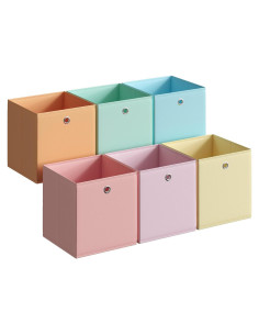 SONGMICS 6 Cajas de Almacenamiento Plegables Coloridas 26x26x28 cm
