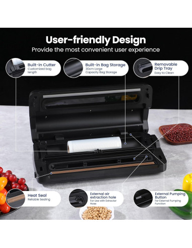 Máquina Selladora al Vacío SANBORA QH-25 7 en 1 con Cortador