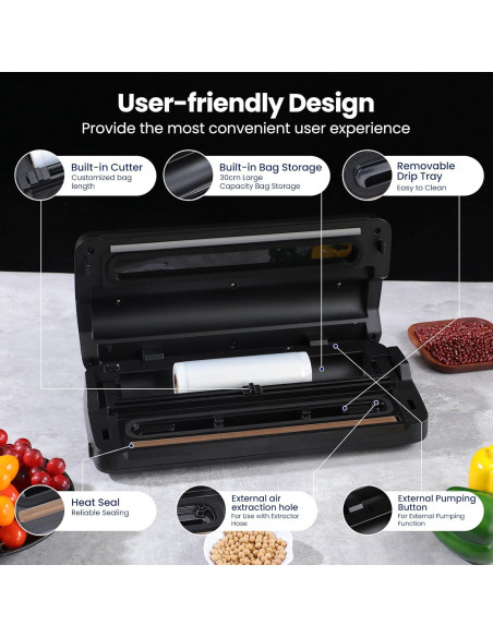 Máquina Selladora al Vacío SANBORA QH-25 7 en 1 con Cortador