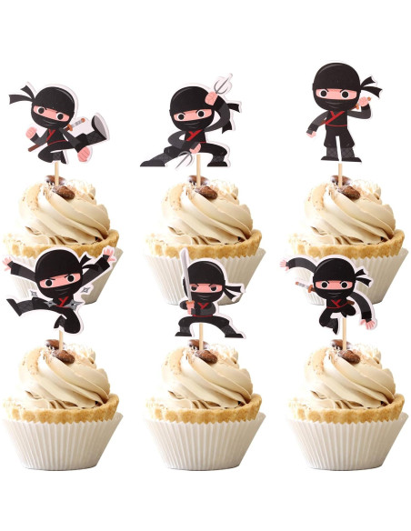 24 Adornos para Cupcakes Ninja ZHUOWEISM Decoración Fiesta 24 Adornos para Cupcakes Ninja ZHUOWEISM Decoración Fiesta