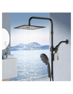 Cabezal de Ducha Filtrada HEROBAI 10" con Mango y Manguera 2 en 1