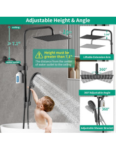 Cabezal de Ducha Filtrada HEROBAI 10" con Mango y Manguera 2 en 1 2