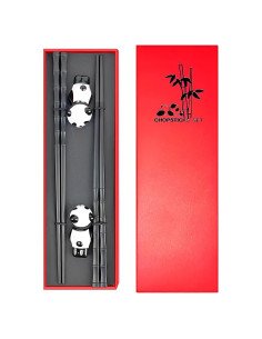 Juego de Palillos Reutilizables ITXIYC con Soporte Panda 2 Pares