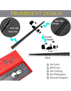 Juego de Palillos Reutilizables ITXIYC con Soporte Panda 2 Pares 2