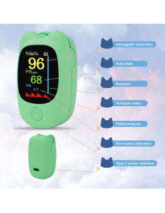 Oxímetro de Pulso Pediátrico YHXPIAY Verde Recargable 2