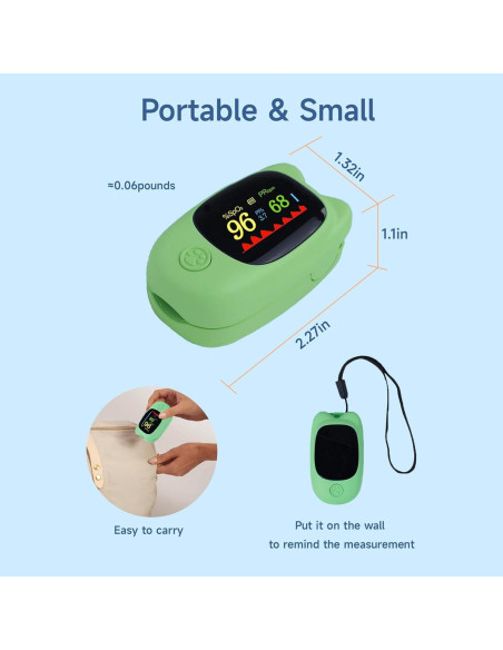 Oxímetro de Pulso Pediátrico YHXPIAY Verde Recargable