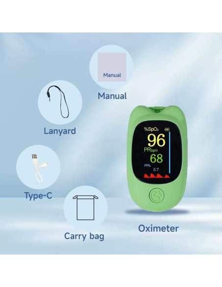 Oxímetro de Pulso Pediátrico YHXPIAY Verde Recargable