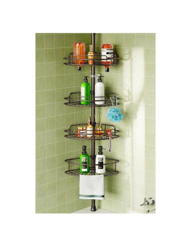 Caddy de Ducha de Esquina HAMITOR Ajustable 4 Niveles Bronce