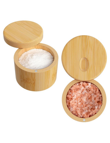 2 PCS Saleros de Bambú con Tapa Magnética - 243.8 g