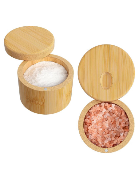 2 PCS Saleros de Bambú con Tapa Magnética - 243.8 g