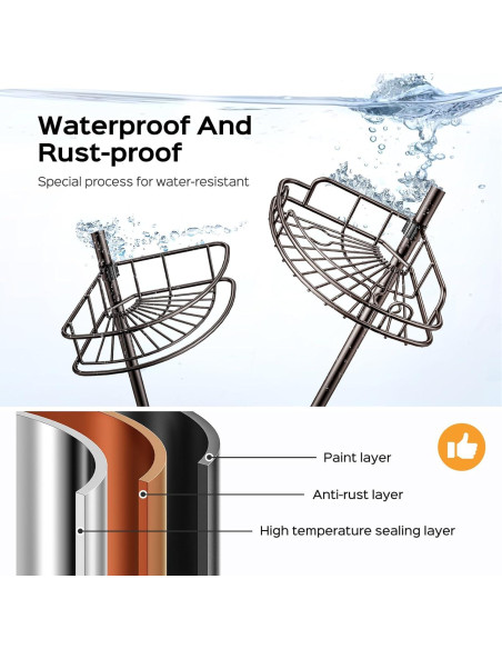 Caddy de Ducha de Esquina HAMITOR Ajustable 4 Niveles Bronce