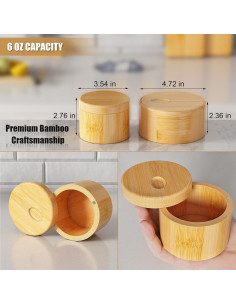 2 PCS Saleros de Bambú con Tapa Magnética - 243.8 g 2