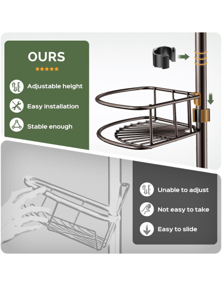 Caddy de Ducha de Esquina HAMITOR Ajustable 4 Niveles Bronce