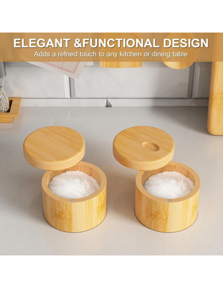 2 PCS Saleros de Bambú con Tapa Magnética - 243.8 g