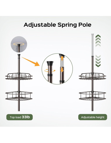 Caddy de Ducha de Esquina HAMITOR Ajustable 4 Niveles Bronce