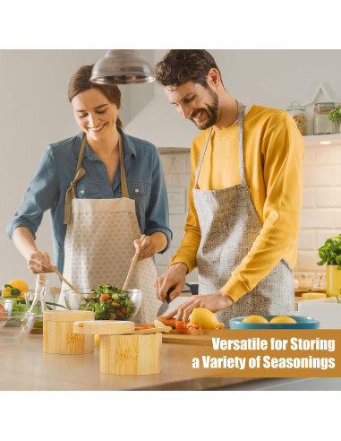 2 PCS Saleros de Bambú con Tapa Magnética - 243.8 g