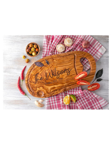 Tabla de Cortar Personalizada de Madera de Olivo 40.6x16.5 cm