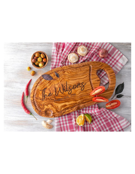 Tabla de Cortar Personalizada de Madera de Olivo 40.6x16.5 cm