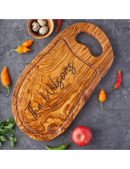 Tabla de Cortar Personalizada de Madera de Olivo 40.6x16.5 cm