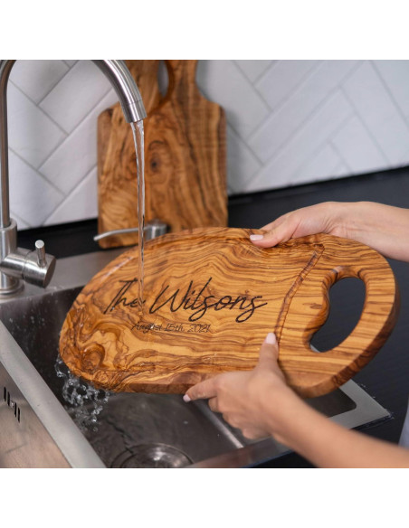 Tabla de Cortar Personalizada de Madera de Olivo 40.6x16.5 cm