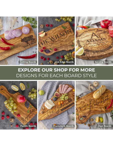 Tabla de Cortar Personalizada de Madera de Olivo 40.6x16.5 cm