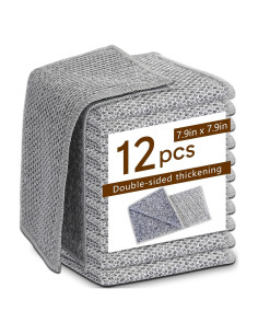 12 Paños de Cocina Puretor Doble Cara 20.1x20.1cm Antiestáticos