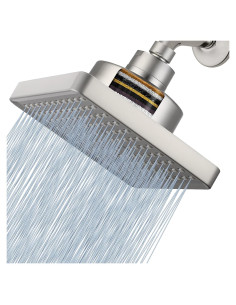 Cabezal de Ducha Cuadrado Nuodan 6" (15.24 cm) Alta Presión Filtro