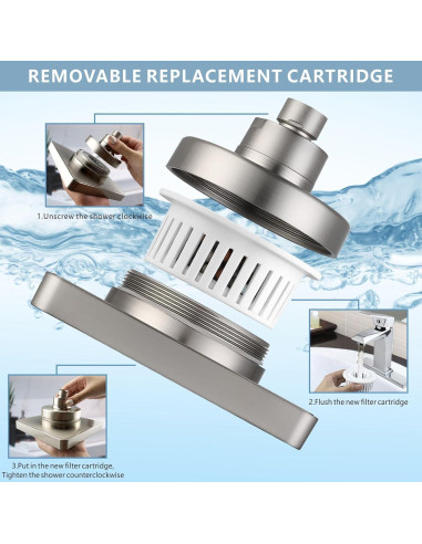 Cabezal de Ducha Cuadrado Nuodan 6" (15.24 cm) Alta Presión Filtro