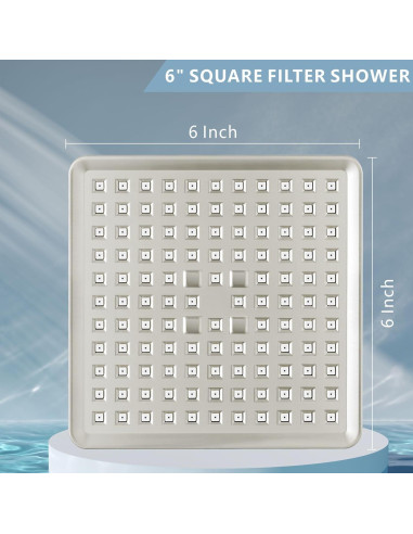 Cabezal de Ducha Cuadrado Nuodan 6" (15.24 cm) Alta Presión Filtro
