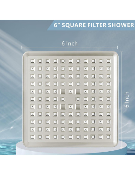 Cabezal de Ducha Cuadrado Nuodan 6" (15.24 cm) Alta Presión Filtro