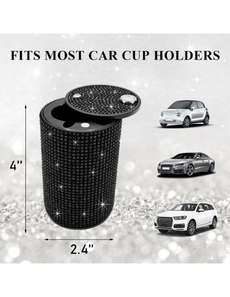 Cenicero de Auto Brillante Ohleats con Tapa Antihumos Negro