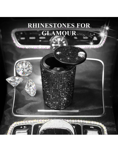 Cenicero de Auto Brillante Ohleats con Tapa Antihumos Negro