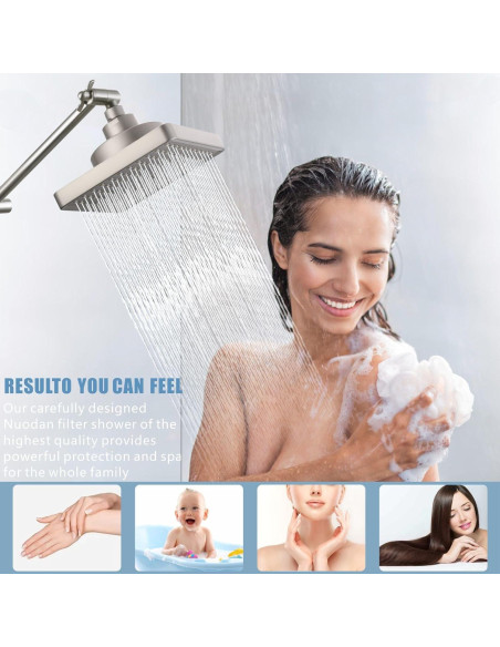 Cabezal de Ducha Cuadrado Nuodan 6" (15.24 cm) Alta Presión Filtro