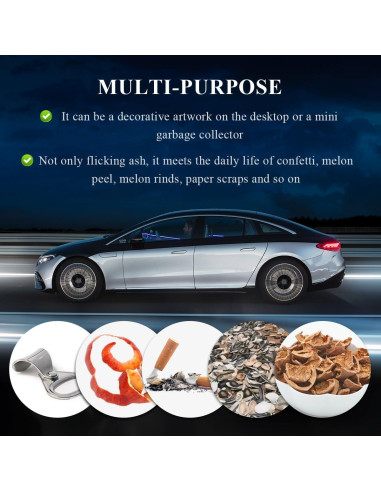 Cenicero de Auto Brillante Ohleats con Tapa Antihumos Negro