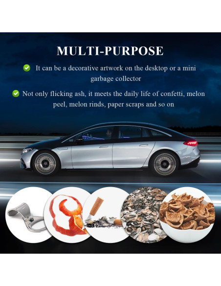 Cenicero de Auto Brillante Ohleats con Tapa Antihumos Negro