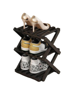 Estante para Zapatos YYW Plegable Negro 3 Capas Ahorra Espacio