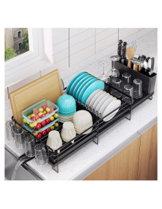 Estante para Secar Platos Pantasia Expandible Negro 30x73 cm