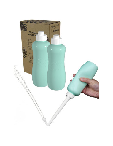 Bidet Portátil Hibbent 2 Pack 500ml Verde - Mano con Boquilla